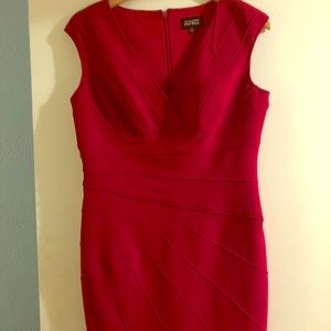 Red V- neck Bandage Dress